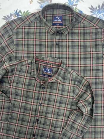 Basil Green Checked Dad&Son Shirts