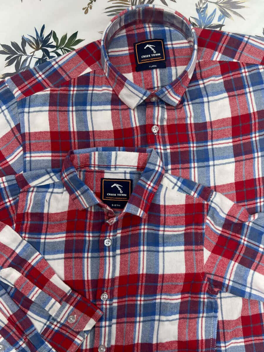 Red Checked Dad & Son Shirts