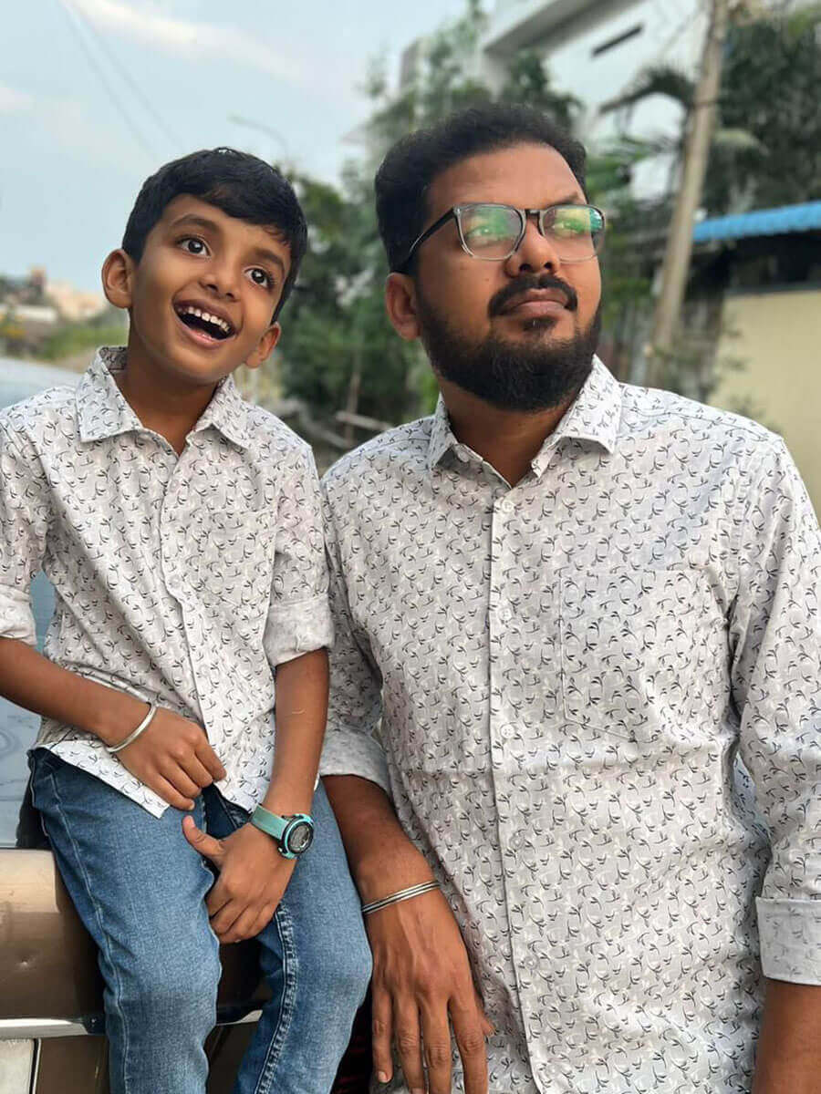 Gray Leaf Printed Dad&Son Shirt