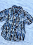 Blueblack Paint Brushed Rayon Printed Shirt