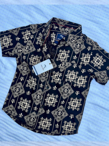 Navy Blue Rangoli Rayon Printed Shirt