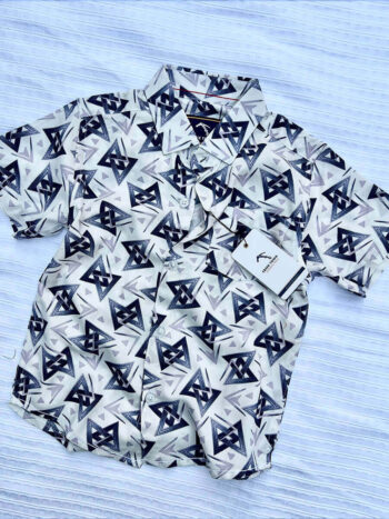 White Twin Triangle Rayon Printed Shirt