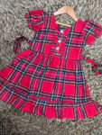Dark Red Checked Frock