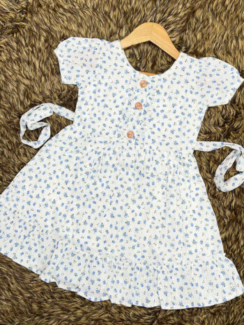 White Lite Blue Flared Frock