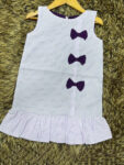 White&Lite Blue Stripe 3 Bow Frock