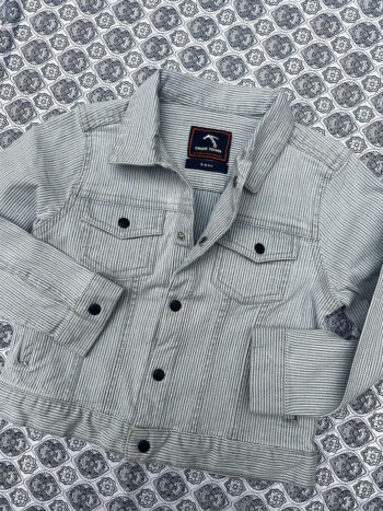 Ice Blue Striped Denim jacket