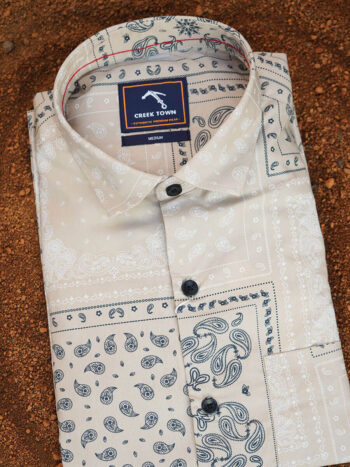Beige and Black Paisley Print
