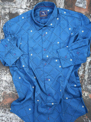 Royal Blue with Maple Leaf Print