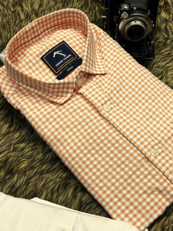 Orange and Green White Gingham Checks