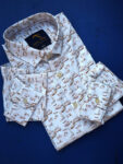 Half White Based Beige Boat Print