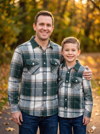 Bottle green white Flannel Big checks