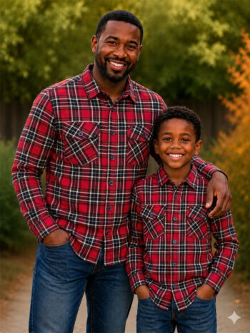 Red green Flannel checks with white lines
