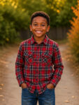 Red green Flannel checks with white lines