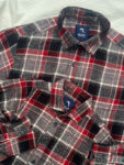 Bold red, black, and grey brushed checks shirt