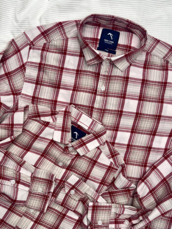 Red and white tartan plaid checks shirt