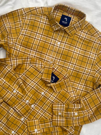 Yellow Plaid Flannel Twill Check's Cotton shirt