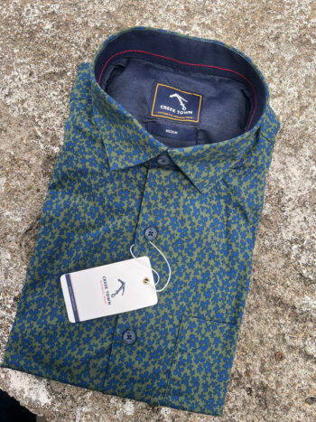 Olive green mini blue floral
