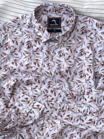 Half white brown leaves digital print