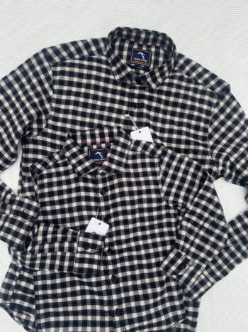 Navy & Half White Mini Checked Shirt