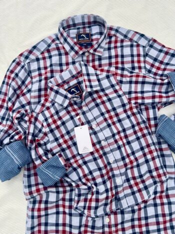 Double Fabric Grey & Red Checked Shirt